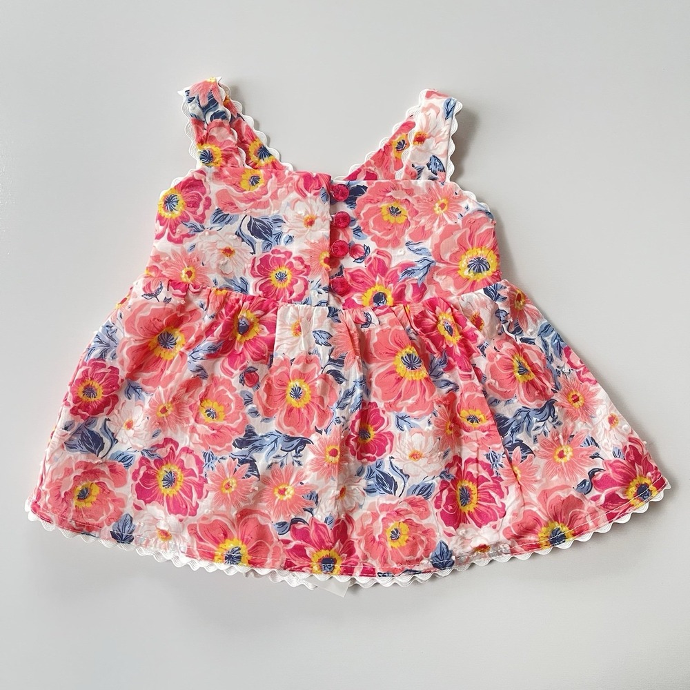Max Studio Kids Baby Girl Dress 12 Mo Floral Print Sleeveless Crisscross Back